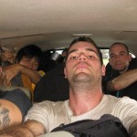 Crammed in a van, Medan, Sumatra, Indonesia